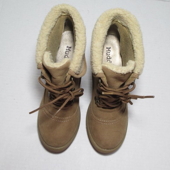 Mudd Womens Sz 6 Suede Combat Ankle Boots Tan EC - Picture 5 of 8